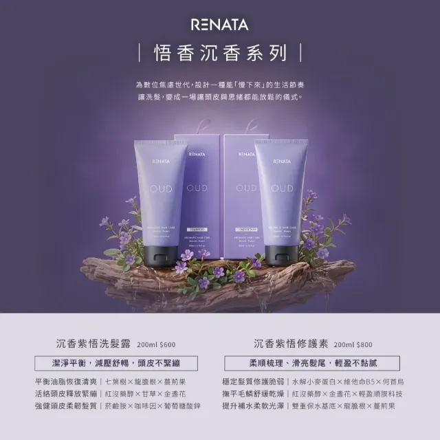 【RENATA 蕾娜塔】悟香系列-洗髮露200ml (官方直營 沉香紫悟 薔薇熾悟 海沐青悟 保濕 控油 蓬鬆 香氛)