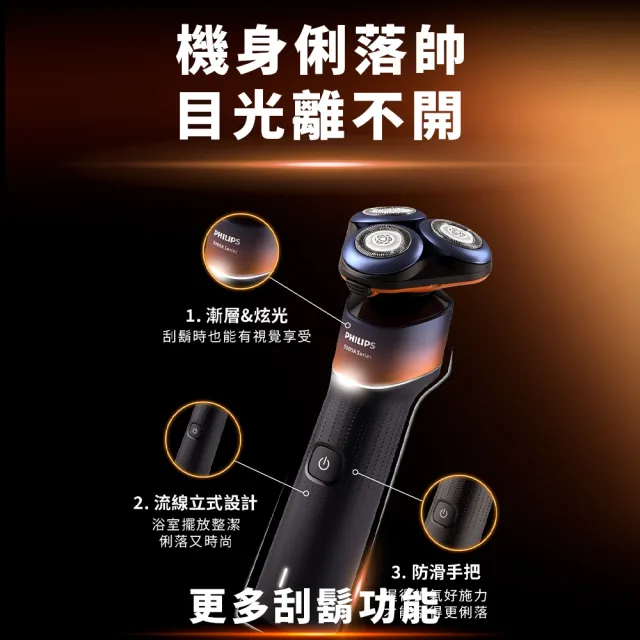 【Philips 飛利浦】X5012 俐落X系列三刀頭電鬍刀 (360°貼面刀頭/乾濕兩用/旅行鎖功能/官方直營)
