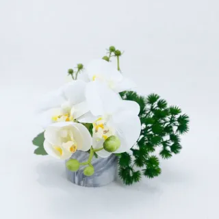 【HUGO DECO 榆果傢飾】白蝴蝶蘭香氛花藝(擬真/佈置/禮物/人造盆栽/花禮/1111)