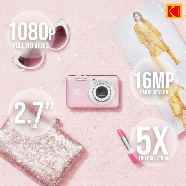 【Kodak 柯達】PIXPRO FZ55 FRIENDLY ZOOM 數位相機 5倍光學變焦 28mm廣角鏡頭 (公司貨-再送32G記憶卡)