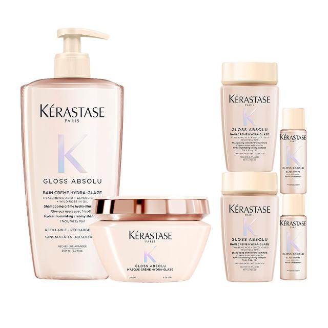 【KERASTASE 巴黎卡詩】釉光香頌髮膜200ml+髮浴500ml(全新上市/柔順/抗躁/蓬彈)