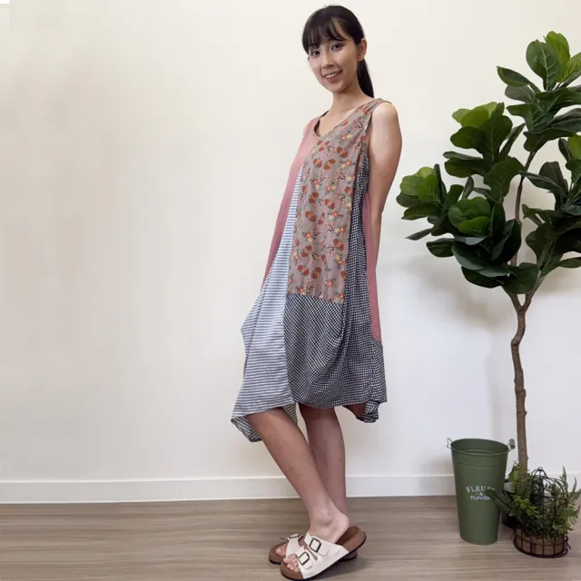 【Hana Mokuba】花木馬日系女裝花漾拼接造型洋裝