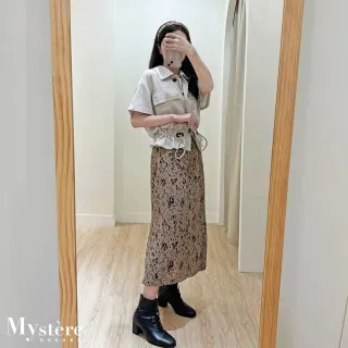 【my stere 我的時尚秘境】雙11 蕾絲內襯縮腰亞麻襯衫 兩色 短袖襯衫 亞麻襯衫 亞麻上衣 縮腰上衣 天絲上衣