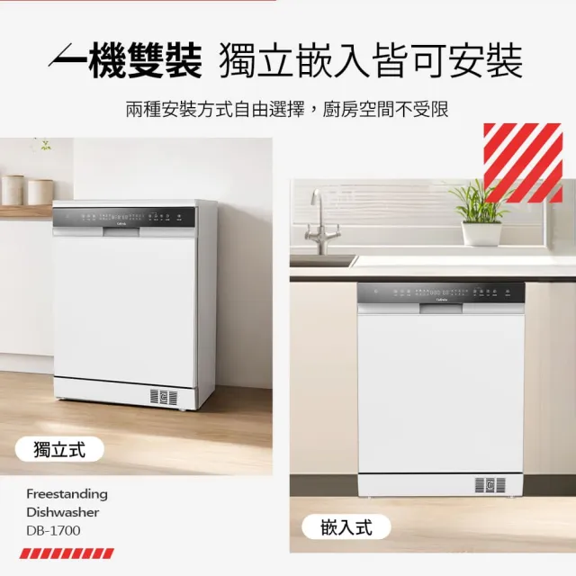 【Celinda 賽寧】17人份獨嵌型洗碗機DB-1700(110V/不含安裝/獨立式/嵌入式洗碗機)