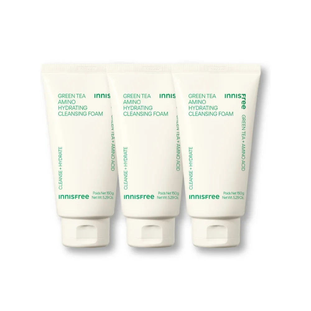 【innisfree】綠茶保濕胺基酸潔面乳150g(3入組)