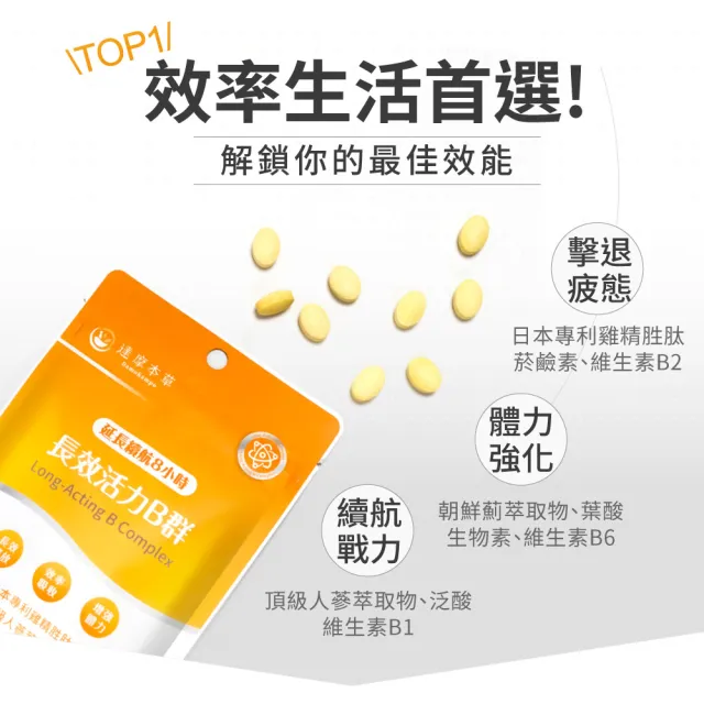 【達摩本草】長效活力B群錠 1入組(30錠/包、專科醫師推薦、滿足日常所需能量B群、雞精精華成分)
