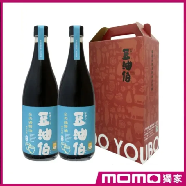 【豆油伯】金美滿無添加糖釀造醬油680ml-2入禮盒(包裝空盒、隨機出貨不挑色/ 送禮自用皆宜)