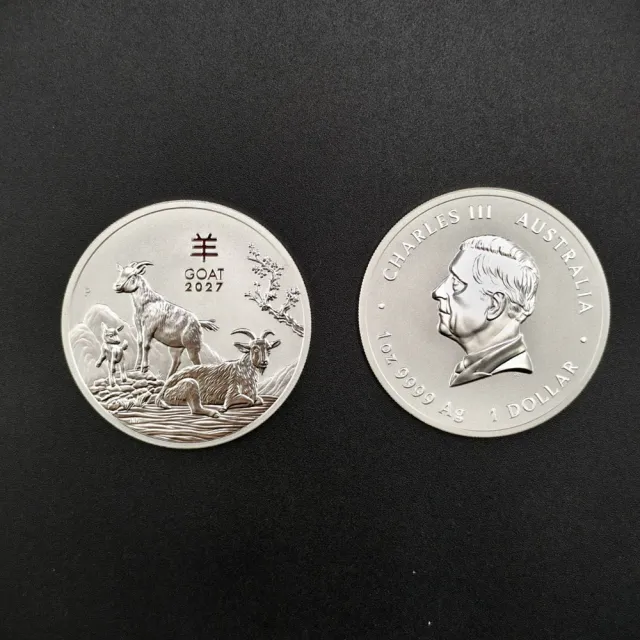 (行闊國際)  1盎司 澳洲伯斯鑄幣廠-2027 羊年    9999%白銀 銀幣