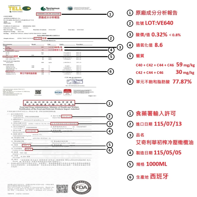 【慕雅利華】梧堤耶+艾奇利華特級初榨冷壓橄欖油(1000mlx2瓶+1000mlx2瓶)