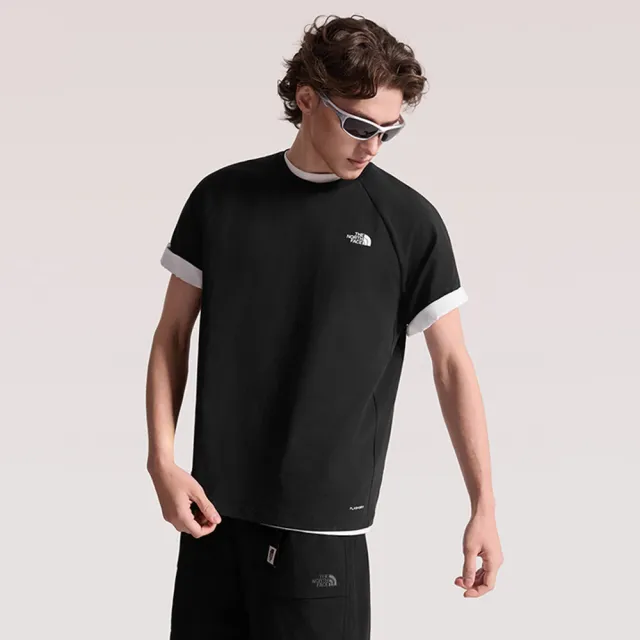 【The North Face】北面男女款黑色FLASHDRY速乾背面圖案短袖T恤|8GX4JK3 排汗衫