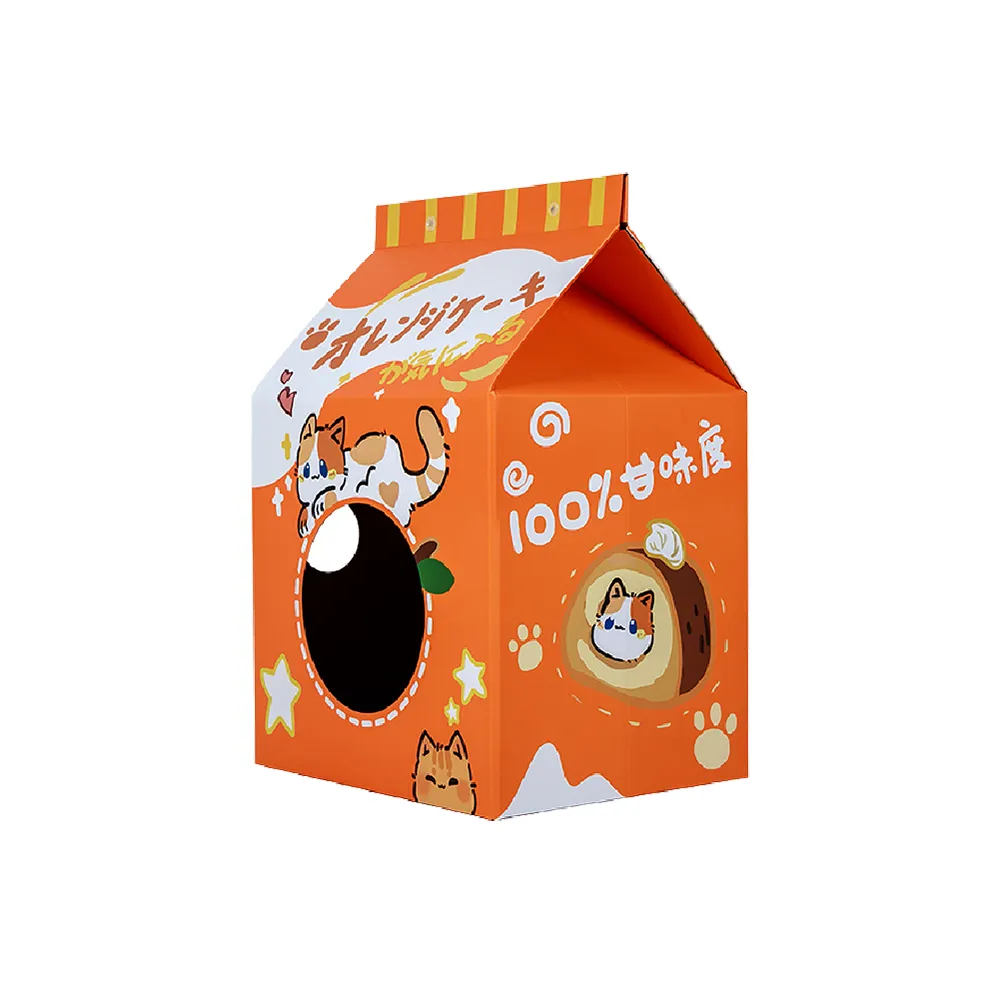 【KIDS PARK】大型造型貓抓屋-夏日甜橙(貓抓板/貓抓床/貓窩/貓窩貓屋/貓抓板貓屋/貓抓屋/牛奶盒/貓抓板)