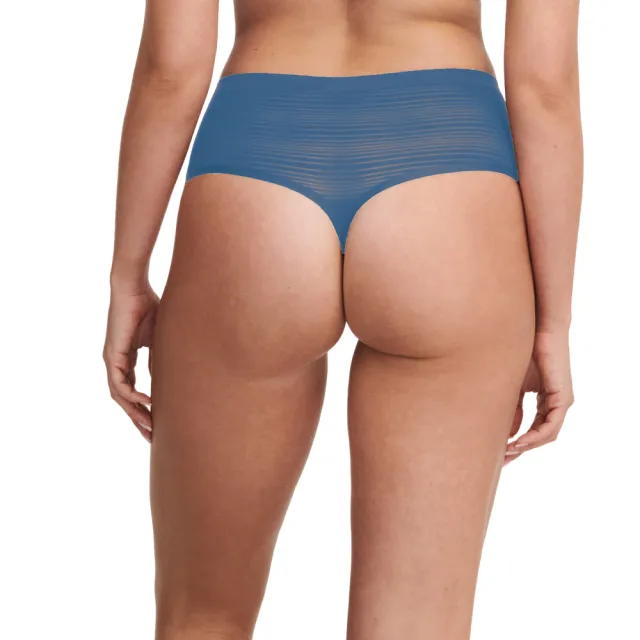 【Chantelle 仙黛爾】Soft Stretch Stripes.成套 無鋼圈無痕 輕運動女內衣 丁字褲 藍.20D10_00C(彈力.透氣)