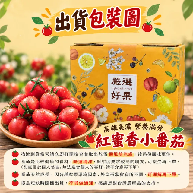 【初品果】美濃達哥紅蜜小番茄3斤x1盒(產銷履歷_營養滿滿_送禮/禮盒/水果禮盒)
