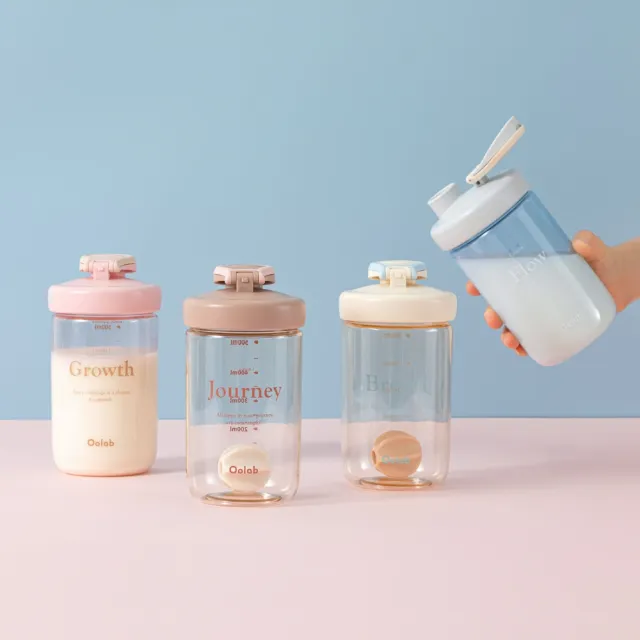 【Oolab 良杯製所】2入組 律動蛋白搖搖杯 500ml(防漏/乳清蛋白/多色任選/攪拌球/健身杯)
