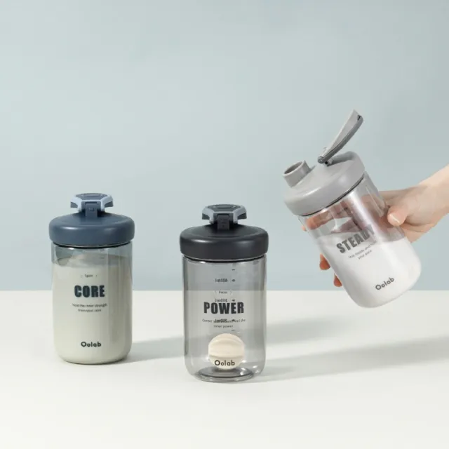 【Oolab 良杯製所】2入組 律動蛋白搖搖杯 500ml(防漏/乳清蛋白/多色任選/攪拌球/健身杯)