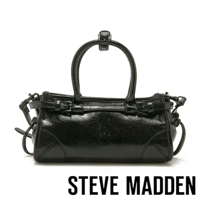 【steve madden】率性潮流扣帶造型手提肩背包 BELANI(黑色)
