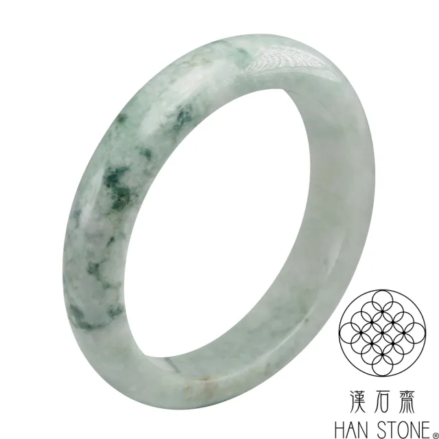【漢石齋】天然翡翠A貨 手鐲玉鐲 飄花種 福 利 品(手圍18.3/ 版寬13.3mm)