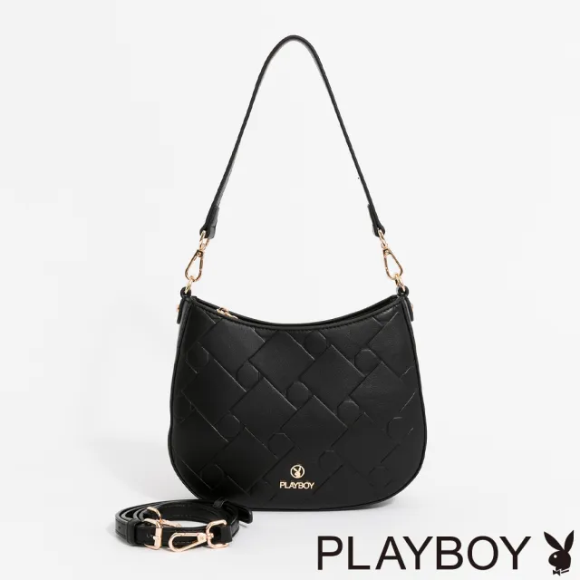 【PLAYBOY】斜側背包  Lux Geometry系列 - 黑色