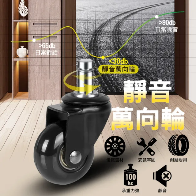 【G+ 居家】辦公椅2吋萬向輪5入組-純黑(活動腳輪/電腦椅輪子/靜音輪/萬向輪/溜溜輪)