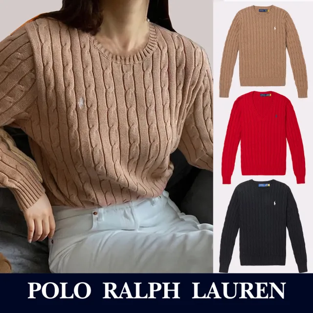 【RALPH LAUREN】RL POLO 經典刺繡小馬麻花毛衣-女-多色選(舒適保暖/平輸品)