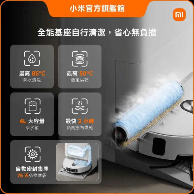 【小米】官方旗艦館 Xiaomi 掃拖機器人 6 Pro(AI識髒更升級/主動複拖/活水滾筒/30000Pa/4cm越障)