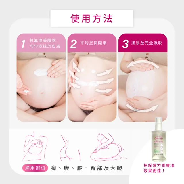 【媽咪莉娜】官方旗艦 無痕美體霜-重量瓶220ml+美肌緊緻乳旅行瓶20ml (妊娠霜/孕期保養)