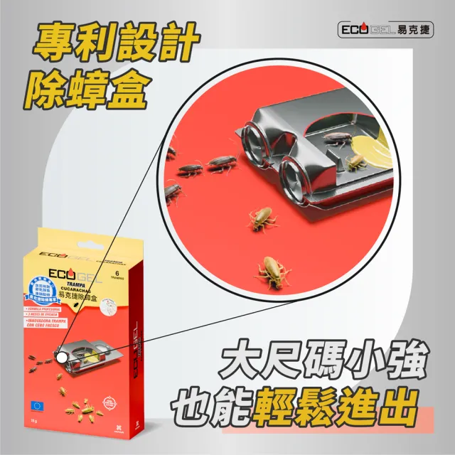 【ECOGEL 易克捷】歐洲原裝除蟑/除蟻盒15公克x3任選(專利設計免接觸藥劑 蟑螂藥螞蟻藥)