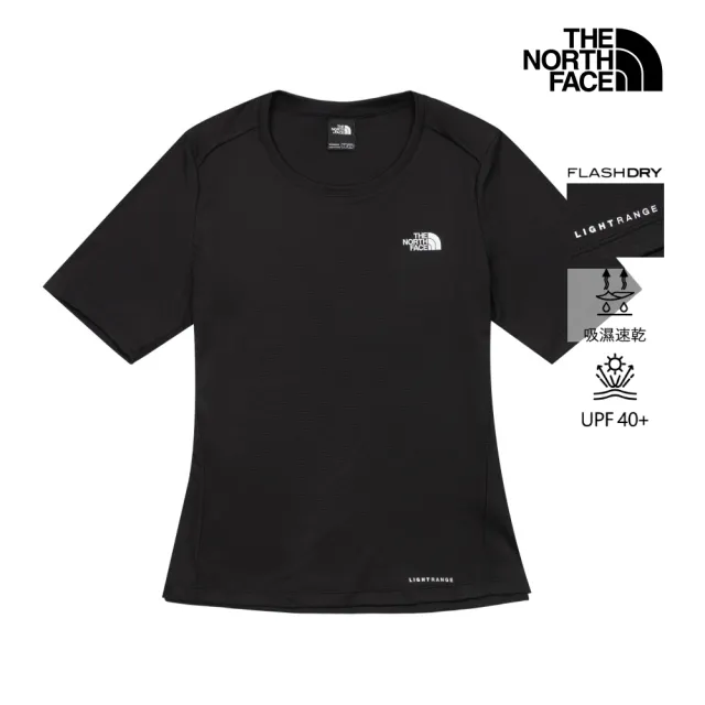 【The North Face】北面女款黑色LIGHTRANGE速乾防曬短袖T恤|8HRVJK3