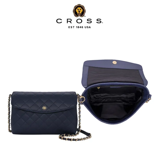 【CROSS】直播限定 限量1折 頂級小牛皮菱格紋肩背包 全新專櫃展示品(多色選)