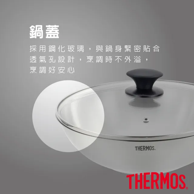 【THERMOS 膳魔師】獨家專售_不鏽鋼含蓋單柄炒鍋28cm+不鏽鋼單柄湯鍋牛奶鍋18cm(LPD-28HB-S+MLK-S18)