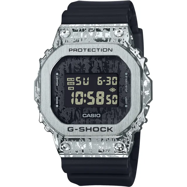 【CASIO 卡西歐】G-SHOCK 油漬搖滾 斑駁金屬方形電子錶 雙11 送禮(GM-5600GC-1)