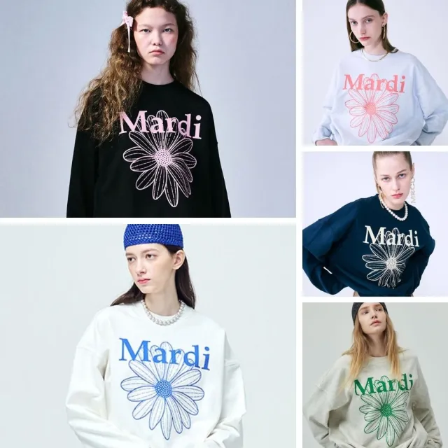 【MARDI MERCREDI】印花大學TEE 多色 經典小雛菊 藍花 純棉 SWEATSHIRT FLOWERMARDI