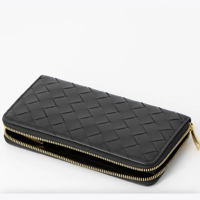 【BOTTEGA VENETA 寶緹嘉】專櫃經典款 Intrecciato 編織小羊皮8卡拉鍊長夾