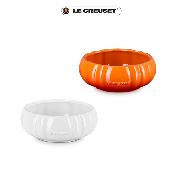 【Le Creuset】萬聖節 瓷器南瓜造型湯碗750ml (雪花白/火焰橘 2色選1)
