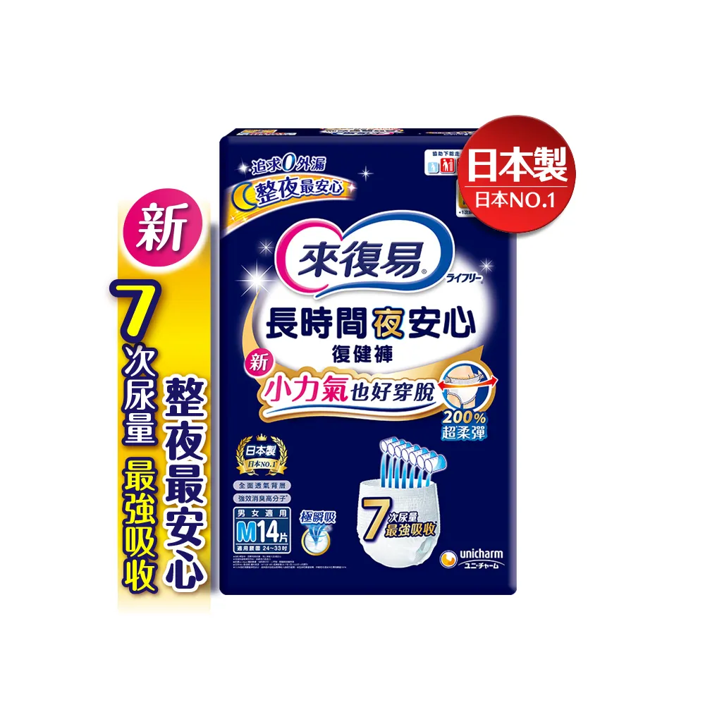 【來復易】長時間夜安心復健褲M-XL 4包/箱(成人紙尿褲/褲型紙尿褲)