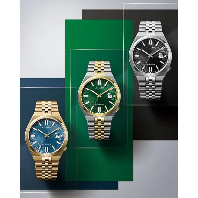 【CITIZEN 星辰】限量 Tsuyosa 60 青春撞色機械錶 手錶-黑x銀/40mm 錶 生日禮 送禮(NK0020-55E)