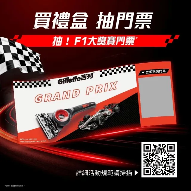 【Gillette 吉列】Audi F1 極光賽車刮鬍刀禮盒 (1刀架4刀頭贈旅行盒、輪胎刀架/限量販售/momo獨家)