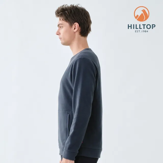 【Hilltop 山頂鳥】ZISOFIT POLYGIENE抗菌吸濕快乾保暖刷毛上衣 男款 深灰藍｜PH51XMN4ECE0