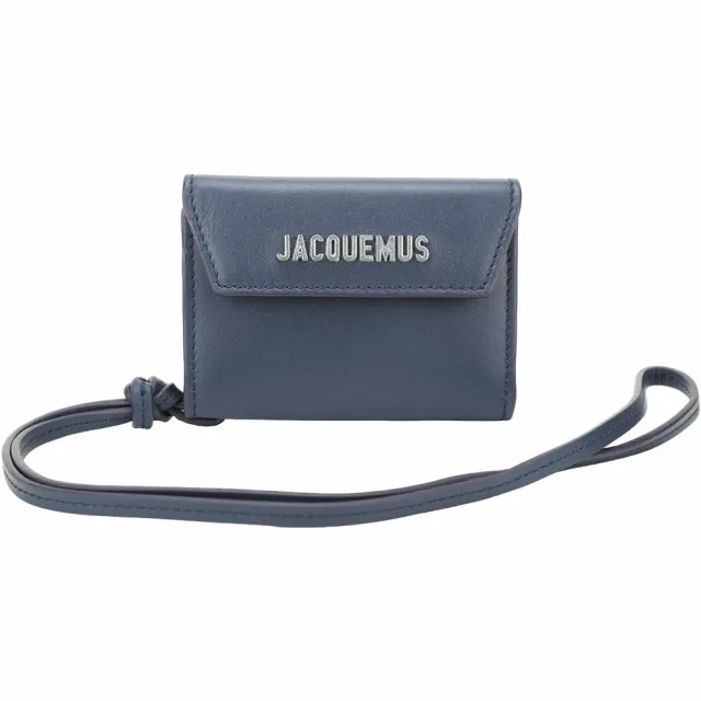 【JACQUEMUS】Le porte 零錢包 掛繩信封式牛皮卡片夾(海軍藍 法國精品)