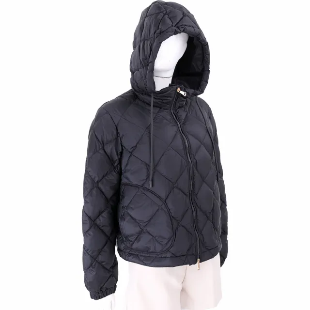 【MaxMara】WEEKEND ERIS 防潑水夾克 菱格縫線 黑色鵝絨羽絨外套 連帽外套(義大利頂級精品服)