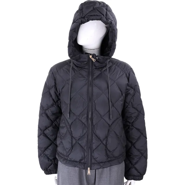 【MaxMara】WEEKEND ERIS 防潑水夾克 菱格縫線 黑色鵝絨羽絨外套 連帽外套(義大利頂級精品服)