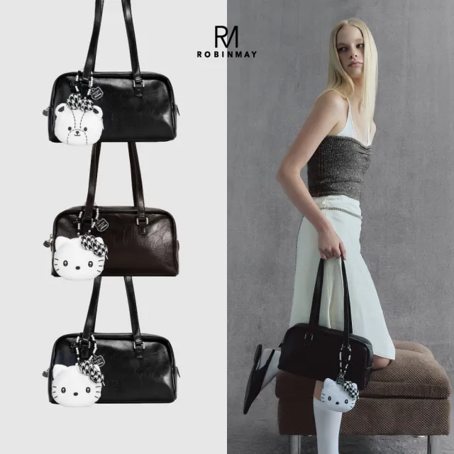 【ROBINMAY】Hello Kitty肩背包(千鳥格系列)(拉鍊封口/多色任選/女包/三麗鷗聯名系列)