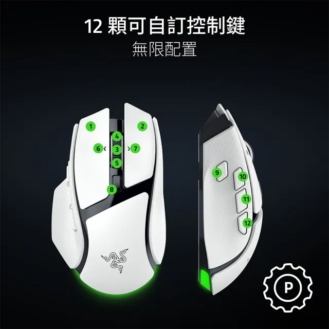 【Razer 雷蛇】巴塞利斯蛇 Basilisk V4 HyperSpeed 速度版 無線電競滑鼠 - 白色 (RZ01-05680200-R3M1)