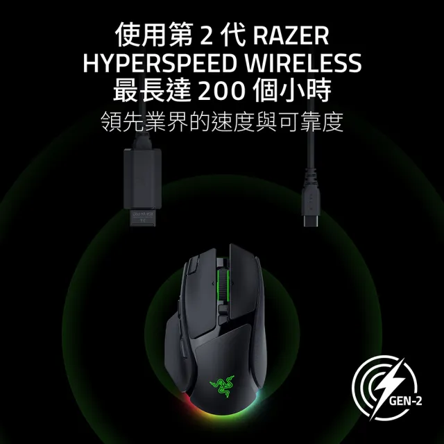 【Razer 雷蛇】巴塞利斯蛇 Basilisk V4 Pro 無線電競滑鼠 - 黑色 (RZ01-05670100-R3A1)
