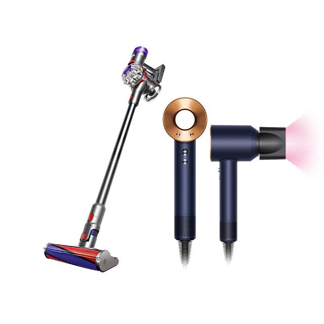 【dyson 戴森】V8 SV25 新一代無線吸塵器 + HD08 吹風機 溫控 負離子(普魯士藍色)(超值組)