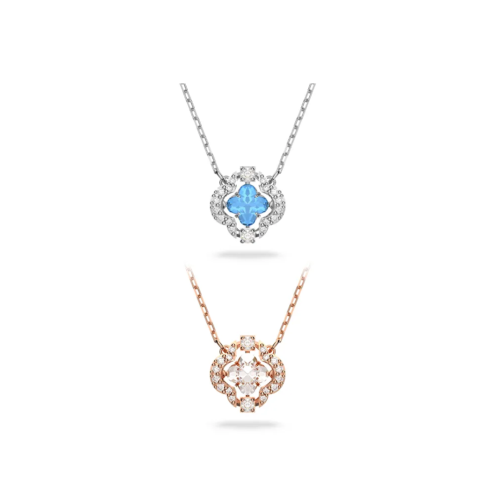 【SWAROVSKI 施華洛世奇】官方直營 Una 項鏈 幸運草 玫瑰金色/藍色 (2色任選)
