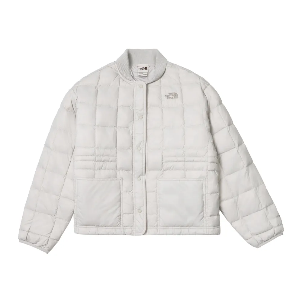 【The North Face】北面女款淺灰色DWR防潑水寬鬆羽絨外套｜8J6UMYB
