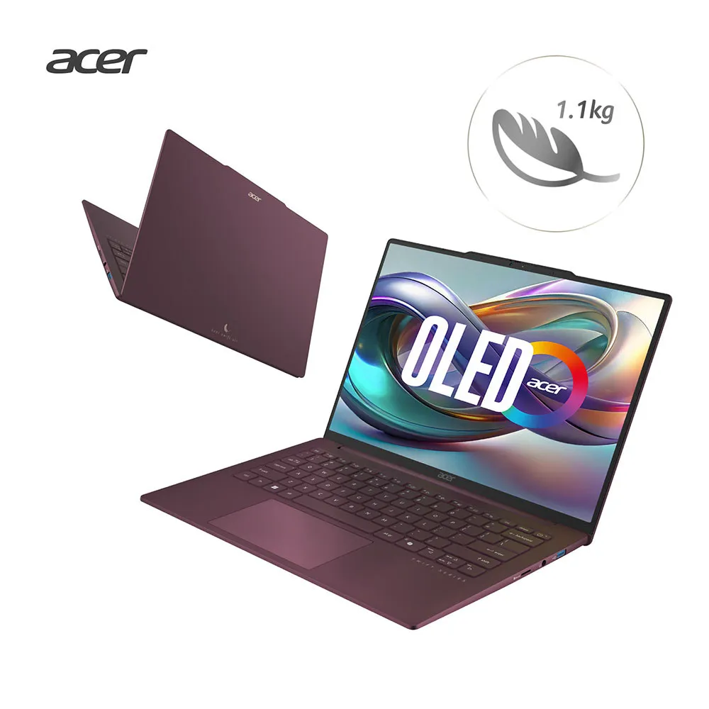 【Acer 宏碁】14吋Ultra5輕薄 OLED AI 筆電-勃根地紅(Swift Air/SFA14-71M-54EF/Ultra5-125H/16G/512G/W11)