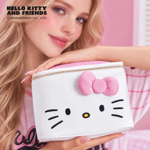 【SANRIO 三麗鷗】雙11 正版授權Hello Kitty凱蒂貓大容量化妝包旅行收納包(閨蜜女兒女友生日聖誕交換禮物)