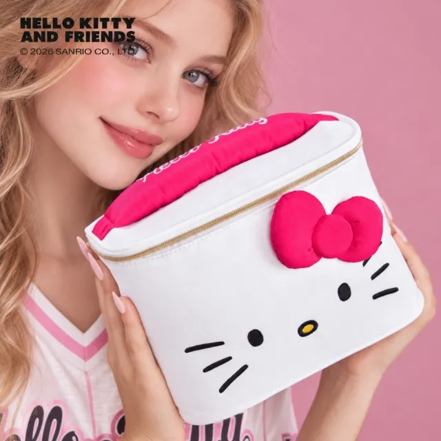 【SANRIO 三麗鷗】雙11 正版授權Hello Kitty凱蒂貓大容量化妝包旅行收納包(閨蜜女兒女友生日聖誕交換禮物)